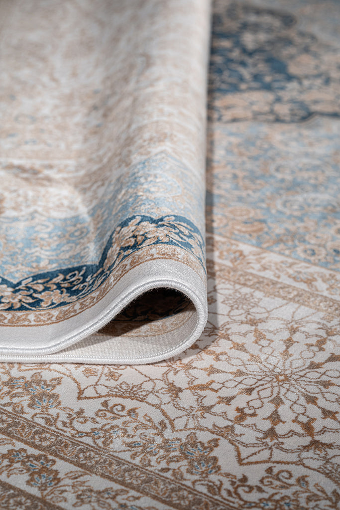 Vendome Palace 5412 Mavi Krem - Makine Halısı