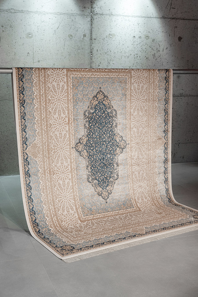 Vendome Palace 5412 Mavi Krem - Makine Halısı