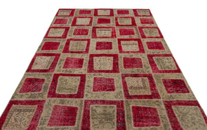 Apex Patchwork Carpet Red 21045 192 x 282 cm