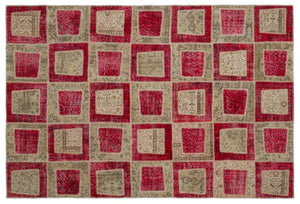 Apex Patchwork Carpet Red 21045 192 x 282 cm