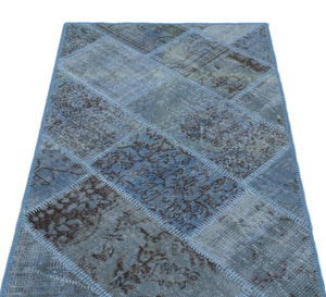 Apex Patchwork Carpet Blue 24707 80 x 150 cm