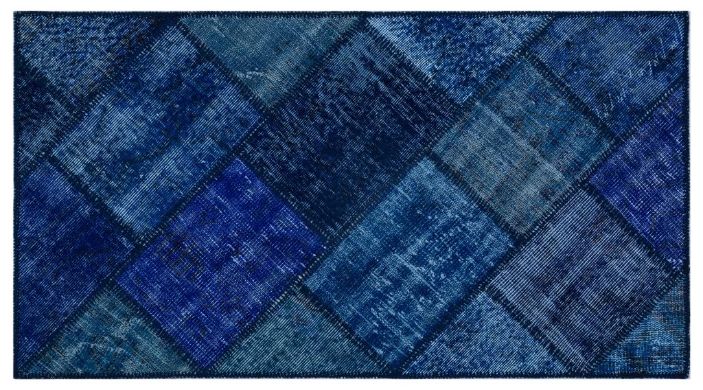 Apex Patchwork Carpet Blue 25976 80 x 150 cm