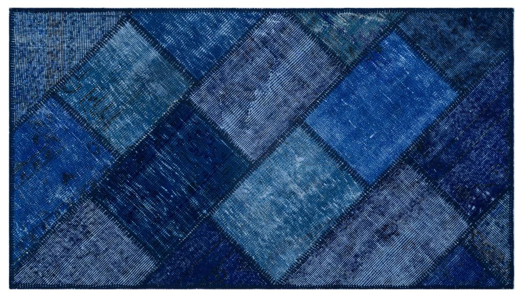 Apex Patchwork Carpet Blue 26048 80 x 150 cm