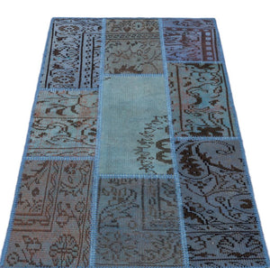 Apex Patchwork Carpet Blue 26064 80 x 150 cm
