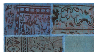 Apex Patchwork Carpet Blue 26064 80 x 150 cm