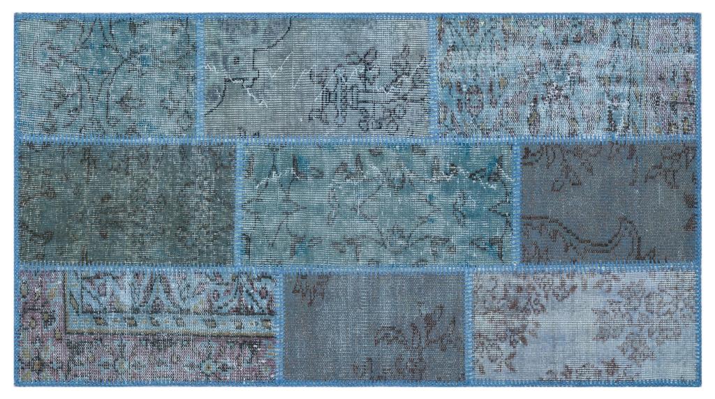 Apex Patchwork Carpet Blue 26221 80 x 150 cm