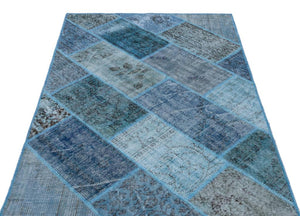 Apex Patchwork Carpet Blue 26605 120 x 180 cm