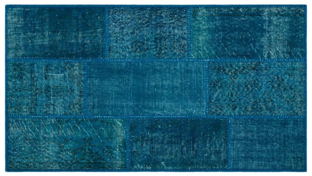 Apex Patchwork Carpet Turquoise 21327 82 x 151 cm