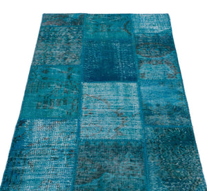 Apex Patchwork Carpet Turquoise 21329 83 x 147 cm