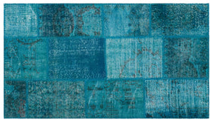 Apex Patchwork Carpet Turquoise 21329 83 x 147 cm