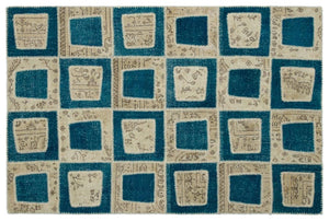 Apex Patchwork Carpet Turquoise 21346 160 x 240 cm