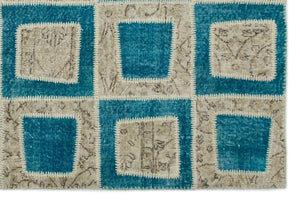 Apex Patchwork Carpet Turquoise 21363 160 x 241 cm