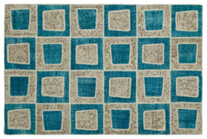 Apex Patchwork Carpet Turquoise 21363 160 x 241 cm