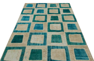 Apex Patchwork Carpet Turquoise 21788 160 x 240 cm