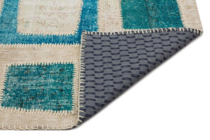 Apex Patchwork Carpet Turquoise 21819 160 x 242 cm