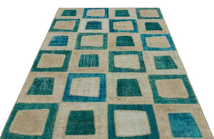 Apex Patchwork Carpet Turquoise 21819 160 x 242 cm