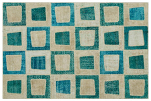 Apex Patchwork Carpet Turquoise 21819 160 x 242 cm