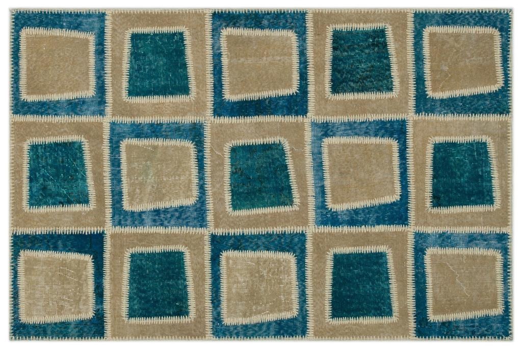 Apex Patchwork Carpet Turquoise 22135 120 x 180 cm
