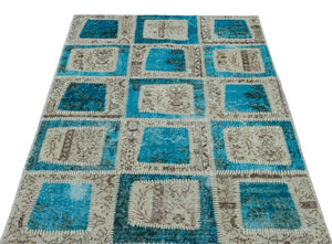 Apex Patchwork Carpet Turquoise 22212 120 x 180 cm