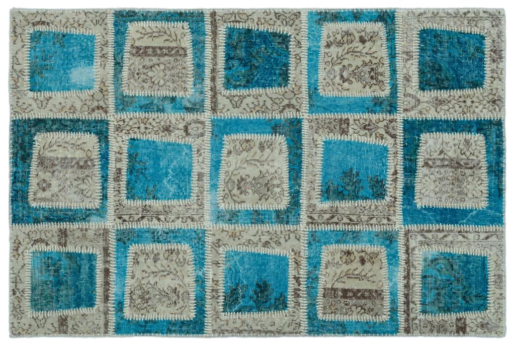 Apex Patchwork Carpet Turquoise 22212 120 x 180 cm