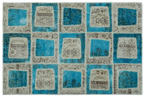 Apex Patchwork Carpet Turquoise 22212 120 x 180 cm