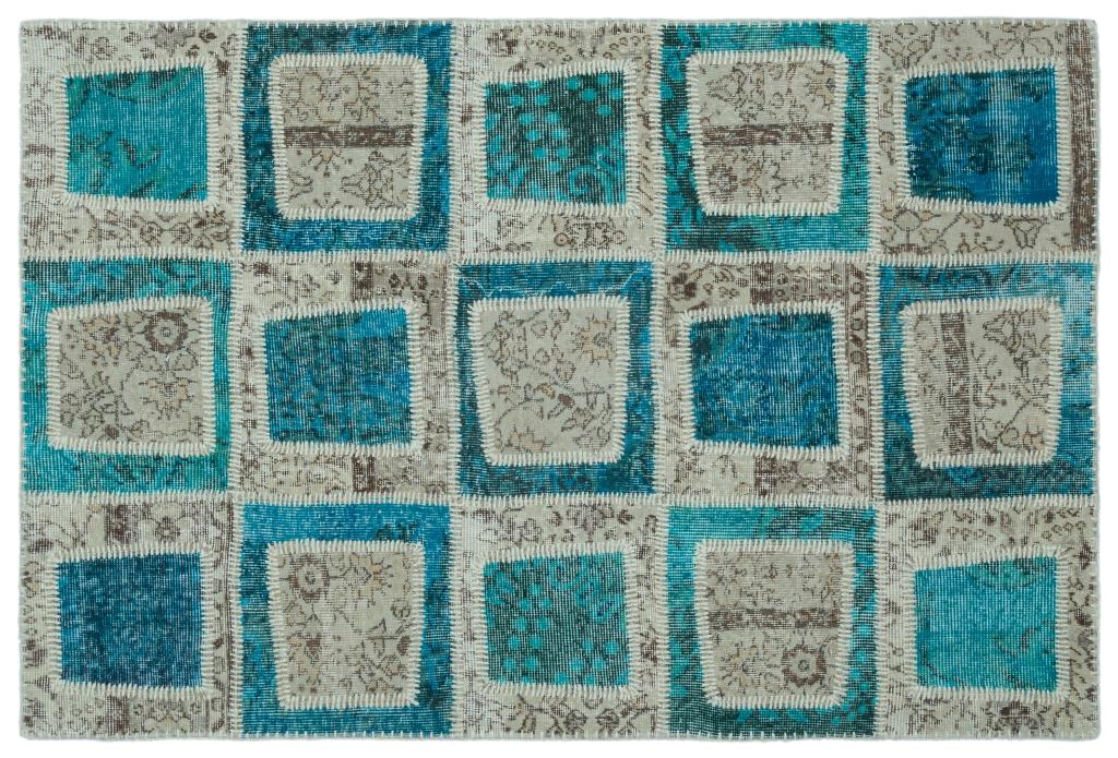 Apex Patchwork Carpet Turquoise 22318 120 x 180 cm