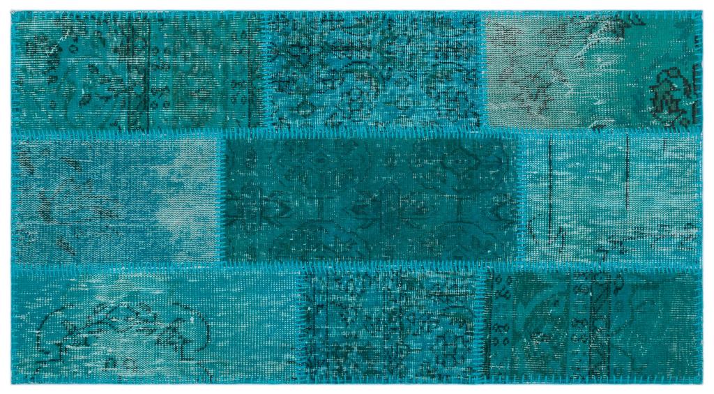 Apex Patchwork Carpet Turquoise 24637 80 x 150 cm