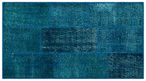 Apex Patchwork Carpet Turquoise 24740 80 x 150 cm