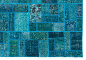 Apex Patchwork Carpet Turquoise 24859 160 x 230 cm