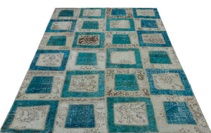 Apex Patchwork Carpet Turquoise 24909 160 x 238 cm
