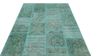 Apex Patchwork Carpet Turquoise 24989 160 x 230 cm