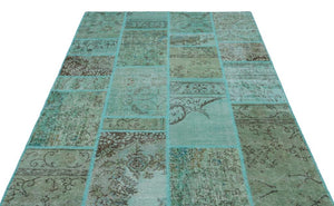 Apex Patchwork Carpet Turquoise 24991 160 x 230 cm