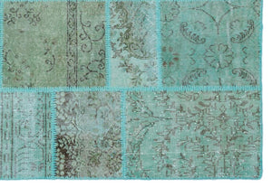 Apex Patchwork Carpet Turquoise 24991 160 x 230 cm