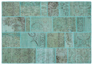 Apex Patchwork Carpet Turquoise 24991 160 x 230 cm