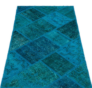 Apex Patchwork Carpet Turquoise 25065 80 x 150 cm
