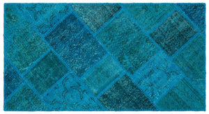 Apex Patchwork Carpet Turquoise 25065 80 x 150 cm