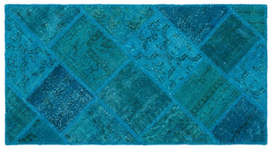 Apex Patchwork Carpet Turquoise 25072 80 x 150 cm