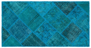 Apex Patchwork Carpet Turquoise 25073 80 x 150 cm