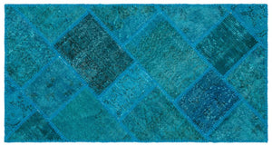 Apex Patchwork Carpet Turquoise 25075 80 x 150 cm