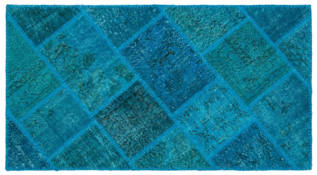 Apex Patchwork Carpet Turquoise 25077 80 x 150 cm
