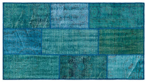 Apex Patchwork Carpet Turquoise 25968 80 x 150 cm