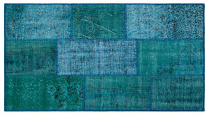 Apex Patchwork Carpet Turquoise 25977 80 x 150 cm