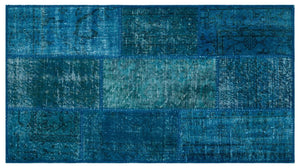 Apex Patchwork Carpet Turquoise 26060 80 x 150 cm