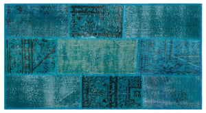 Apex Patchwork Carpet Turquoise 26182 80 x 150 cm