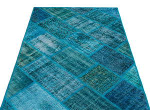Apex Patchwork Carpet Turquoise 26252 120 x 180 cm