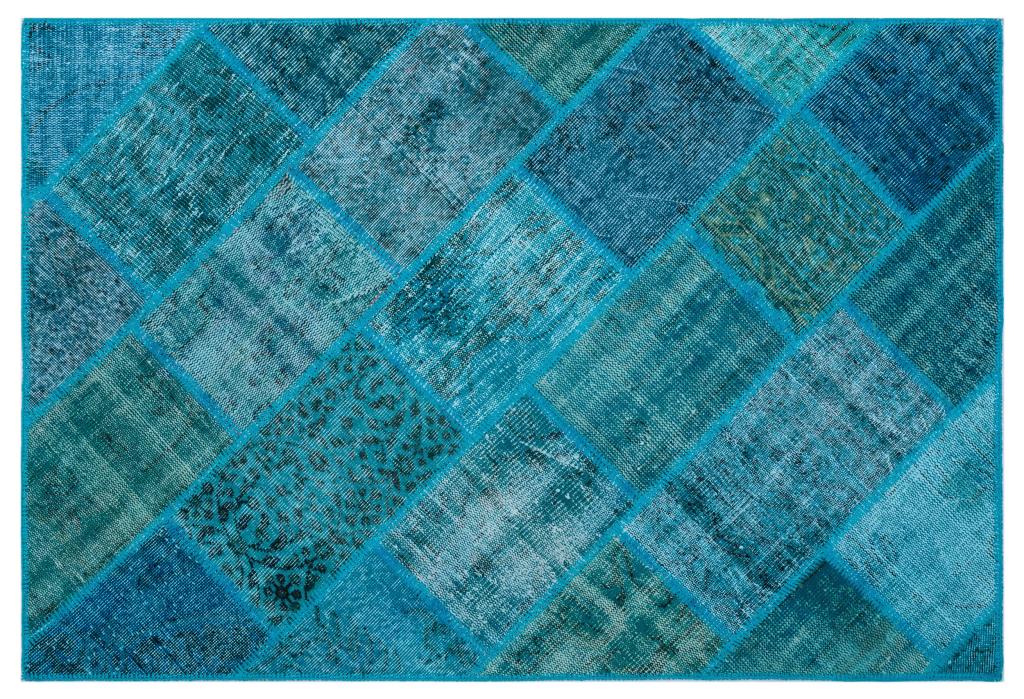 Apex Patchwork Carpet Turquoise 26252 120 x 180 cm