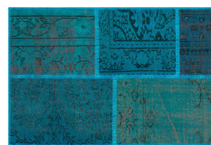 Apex Patchwork Carpet Turquoise 26385 160 x 230 cm