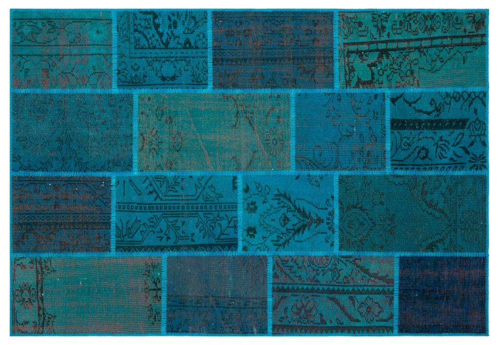 Apex Patchwork Carpet Turquoise 26385 160 x 230 cm