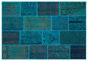 Apex Patchwork Carpet Turquoise 26385 160 x 230 cm