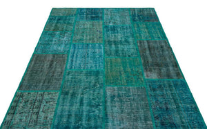 Apex Patchwork Carpet Turquoise 26411 158 x 230 cm